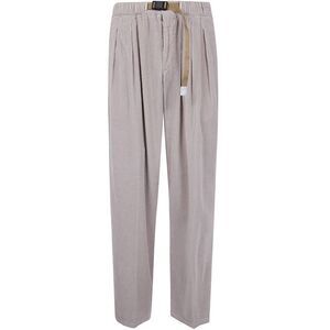 WHITE SAND Men's Corduroy Pleated Belted Trousers Men GREY Pants